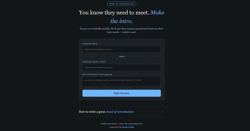 Screenshot: Email of Introduction