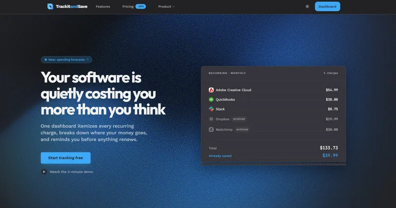 Screenshot: Track it and Save